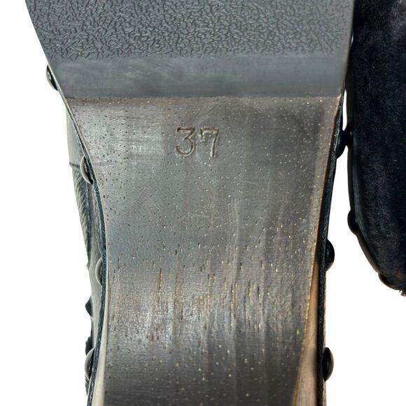 Jax & Bard Kingfield Clogs Black Leather Studded Sherling Women EU 37 US Sz 7 - Picture 10 of 11